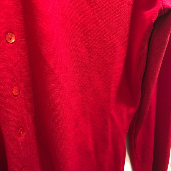 Red Cardigan Sweater Size M Faux Fur - Picture 2 of 4
